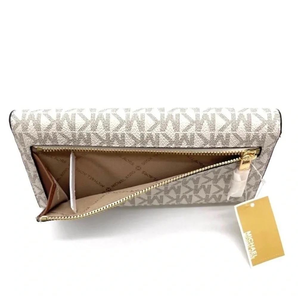 Michael Kors Large Trifold Wallet Vanilla/Brown
